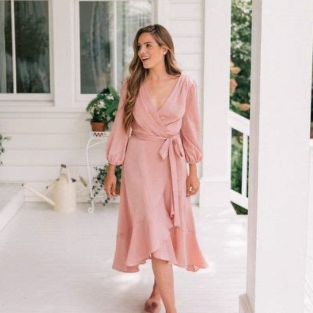 Gal Meets Glam Jennifer 4 Elegant Pink Wrap Dress